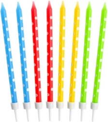 Godan rojstnodnevne svečke s pikami, mešanica barv, 24 kos