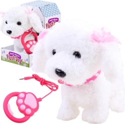 Interactive Plush Puppy on a Leash – White