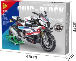 Racing Motorcycle Building Kit, White, 912 Pieces