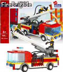 Fire Truck Building Kit with Extendable Ladder, 196 Pieces (6+)