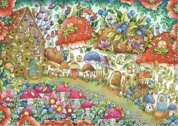 Puzzle RAVENSBURGER adorabili casette di funghi nel prato fiorito 1000 pezzi