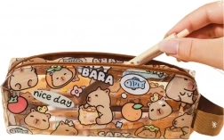 Astuccio scolastico piccolo trasparente Capibara 19cm