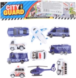 Set of Police Vehicles with Airplane and Helicopter