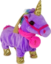 Interactive Plush Unicorn Purple with Golden Wings