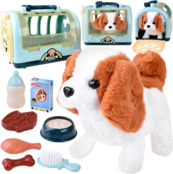 interactive plush beagle puppy with portable carrier and feeding set