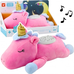Unicorno rosa in peluche con proiettore e ninna nanne