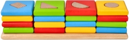 GOKI wooden puzzle – 4 colorful shape towers