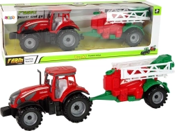 Rdeč traktor s škropilnico – set za male kmete