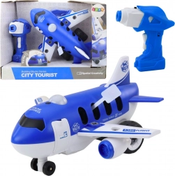 2-in-1 Screw-Together Airplane with RC Controller and Cordless Screwdriver – Blue