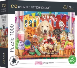 Trefl UFT puzzle Cuteness Overload: puppies in front of a pastry shop 1000 pieces