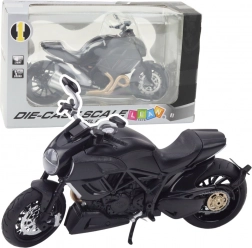 metal-sportsmotorcykel 1:12 med lys og lyde – sort med gyldne elementer