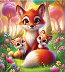 Wooden puzzle Fox Family 20 pieces WOODEN CITY