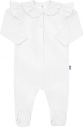 New Baby striped cotton baby sleepsuit white