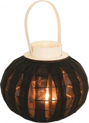 Drveni crni lampion za svijeću 22 cm