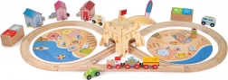 BIGJIGS RAIL Wooden Train Set Coastal Clean-Up, 70 pieces