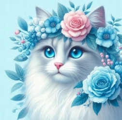Diamond Painting Cat with Wreath 30x40 cm