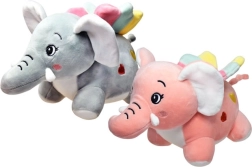 Éléphant en peluche debout avec petites ailes arc‑en‑ciel 18 × 24 cm