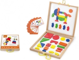 Magnetic wooden building set in a carry case, 42 pieces, 3+