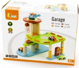 Wooden Garage with Toy Cars and Helicopter