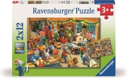 Ravensburger puzzle Božićna čarolija u tvornici igračaka 2x12 dijelova