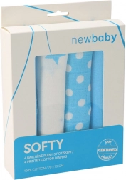 Pamučne platnene pelene s printom 70 × 70 cm, 4 kom, tirkizno‑bijele