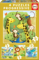 Educa puzzel Wilde dieren 4-in-1 (12–25 stukjes)