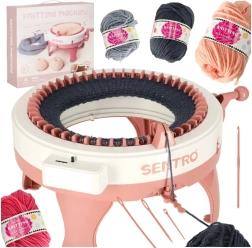 Round knitting machine with 48 needles and yarn – set for kids and beginners
