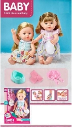 Hosszú hajú baba kiegészítőkkel, 33 cm