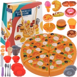 Set fast food per bambini con pizza a strappo, burger e accessori, 42 pezzi
