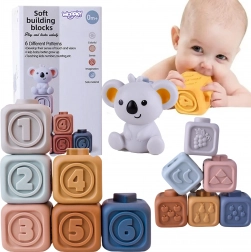 Cubi sensoriali in silicone con numeri e koala 2in1 – massaggiagengive e costruzioni educative WOOPIE