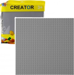 Base da costruzione per mattoncini, grigia 25,5 × 25,5 cm