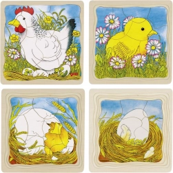 Wooden Developmental Puzzle Hen GOKI