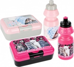 Svačinový box a láhev s kočičkou dětský set