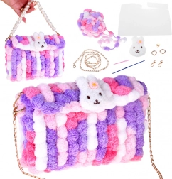 DIY Creative Kit for Making a Fluffy Pompom Handbag with Bunny