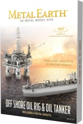 Metal Earth 3D puzzle naftna platforma i tanker – deluxe set