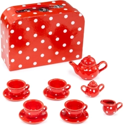 Rood theeservies met stippen BIGJIGS TOYS voor kinderen