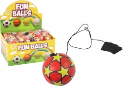 Pallina da calcio in PU con elastico tipo yo-yo, 6 cm, rossa con stelline