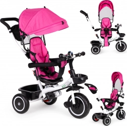Children's Tricycle with Rotating Seat and Canopy Pink ECO TOYS