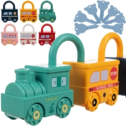 Voitures et petit train éducatifs à cadenas – coffret pour apprendre les chiffres et les couleurs