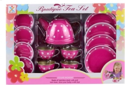Tin tea set with polka dots for children