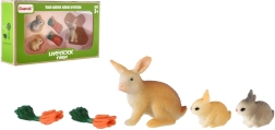 Lapins en plastique avec set d’accessoires, 3 pcs
