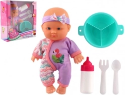 bambola bebè 20 cm con set per la pappa e corpo rigido