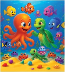 WOODEN CITY Wooden Puzzle Octopus and Turtle, 20 pieces