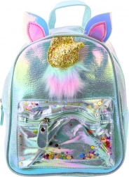 Zaino per bambini con unicorno e coriandoli mobili blu 25cm 4,5L