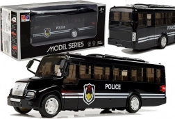 Autobus de police avec lumières et sons, noir (à rétrofriction)