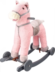 Różowy konik na biegunach z kołami