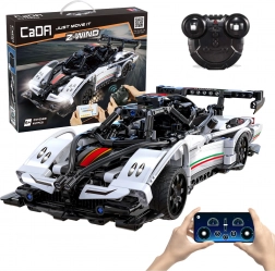Set di costruzione CaDA RC auto da corsa Z-Wind, bianca, 457 pezzi, Dual Mode