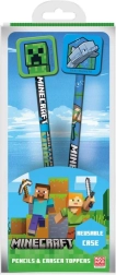 MINECRAFT Pencil Set with Toppers, 2 pcs
