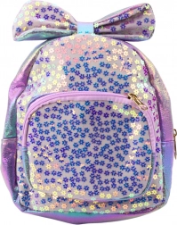 Zainetto per bambini con paillettes scintillanti e fiocco viola 22 cm 2,8 L