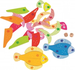 Dřevěné puzzle ryby s kostkami od GOKI